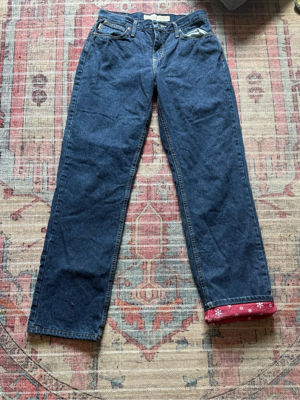 Cabela’s Flannel-Lined Dark Blue Straight-Leg Jeans